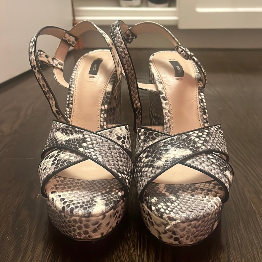 MANGO snakeskin platform heels